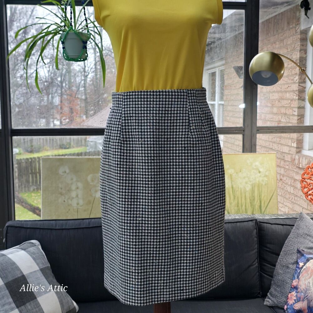 Black White Colorful‎ Checkered Pencil Plaid Midi Skirt Norton McNaughton 8P
